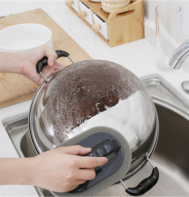 Magiczna szczotka do zmywania rdzy z metalu i usuwania silnych zanieczyszczeń – gąbka do czyszczenia i kąpieli Rub - narzędzia do czystej kuchni - Wianko - 5