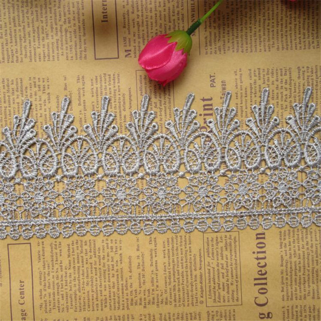 Kwiat haftowane koronki poliestrowe 1m/2m - dekoracyjne materiały rzemieślnicze DIY - Wianko - 5