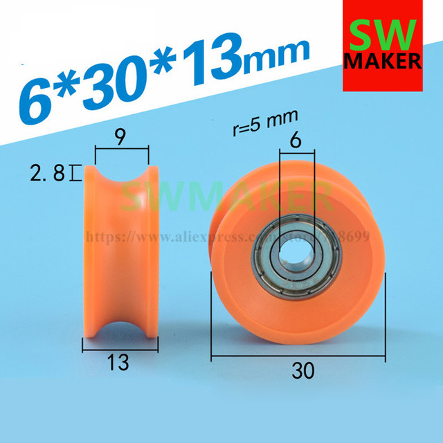 6*30*13mm Koło pasowe z tworzywa sztucznego, koło prowadzące, M6 gwint, POM wyciszenie - Wianko - 2