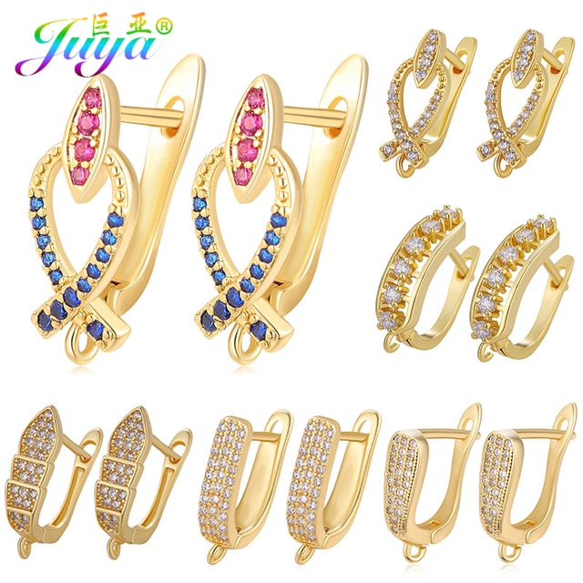 Złote srebrzone bigiele do kolczyków Juya DIY Shvenzy - elementy biżuterii do ręcznej roboty, moda, zawieszki do kolczyków - Wianko - 1