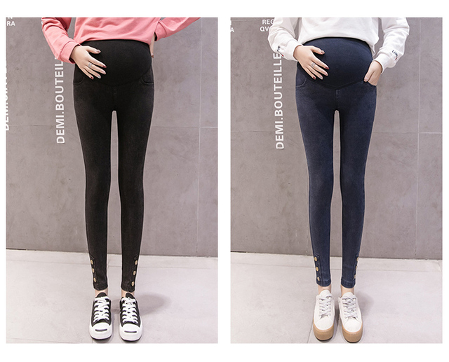 Ciążowe spodnie skinny fit elastyczne jeansy dla kobiet w ciąży - Wianko - 4