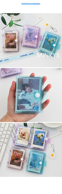 Książka na wizytówki MINKYS Kawaii błyszcząca 3 calowa z przenośnym mini fotokartek zbieraczem w stylu Kpop do przechowywania zdjęć+szkoła+papiernicze - Wianko - 4