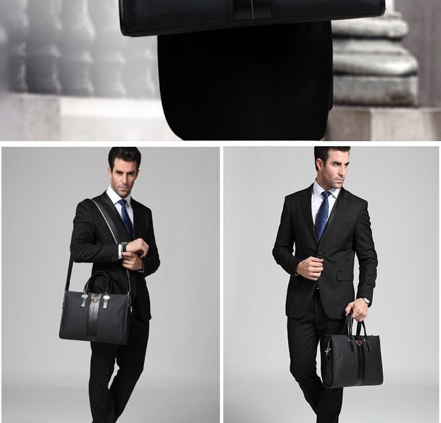 Elegancka torba męska na ramię z skóry na laptopa - teczka biznesowa - Wianko - 2