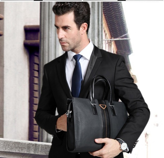 Elegancka torba męska na ramię z skóry na laptopa - teczka biznesowa - Wianko - 3