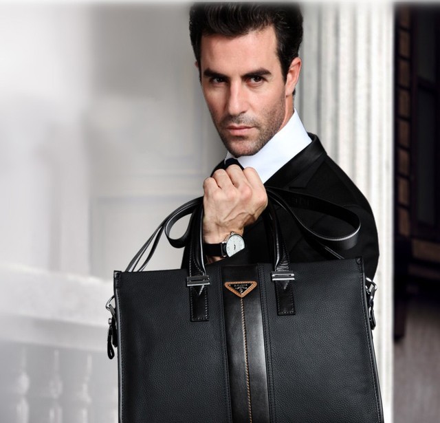 Elegancka torba męska na ramię z skóry na laptopa - teczka biznesowa - Wianko - 1