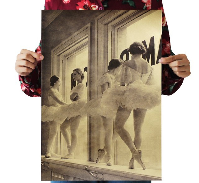 Plakat vintage z filmem klasycznym dla baletnic i mapą szkoły - dekoracja ścienna retro do garażu - Wianko - 1
