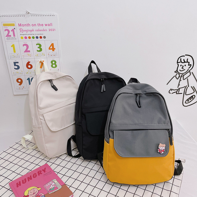 Plecak szkolny dla studentek, codzienny, o dużej pojemności, nylonowy, z zamkiem, na ramię, w jednolitym kolorze - Wianko - 4