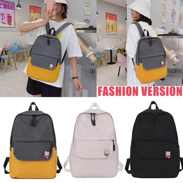 Plecak szkolny dla studentek, codzienny, o dużej pojemności, nylonowy, z zamkiem, na ramię, w jednolitym kolorze - Wianko - 6