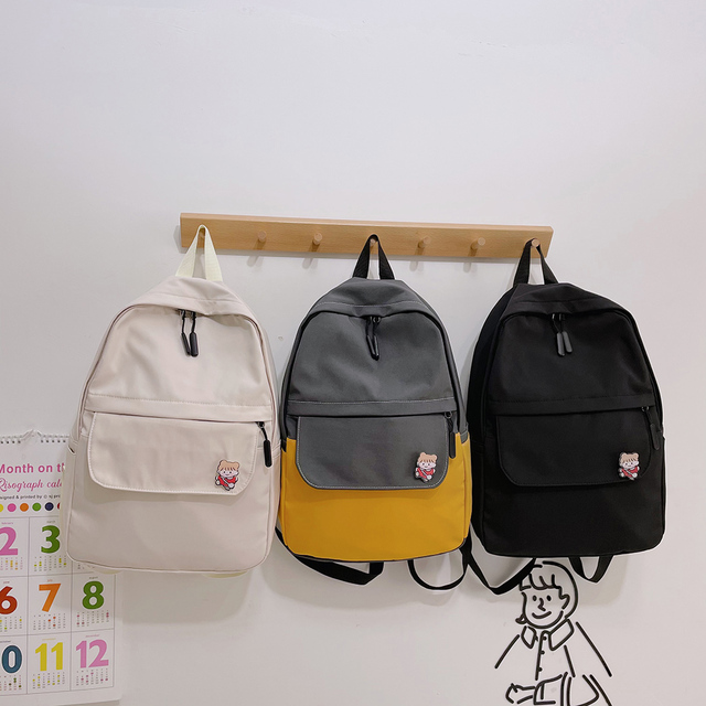 Plecak szkolny dla studentek, codzienny, o dużej pojemności, nylonowy, z zamkiem, na ramię, w jednolitym kolorze - Wianko - 5