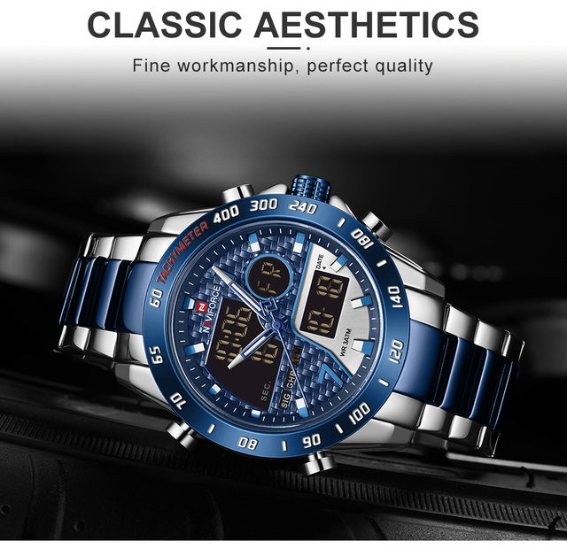 NAVIFORCE Zegarek męski luksusowy z podwójnym wyświetlaczem, analogowo-cyfrowy, relogio masculino - Wianko - 2