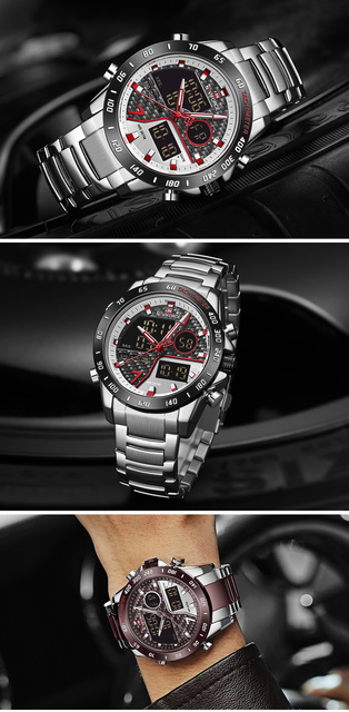 NAVIFORCE Zegarek męski luksusowy z podwójnym wyświetlaczem, analogowo-cyfrowy, relogio masculino - Wianko - 11