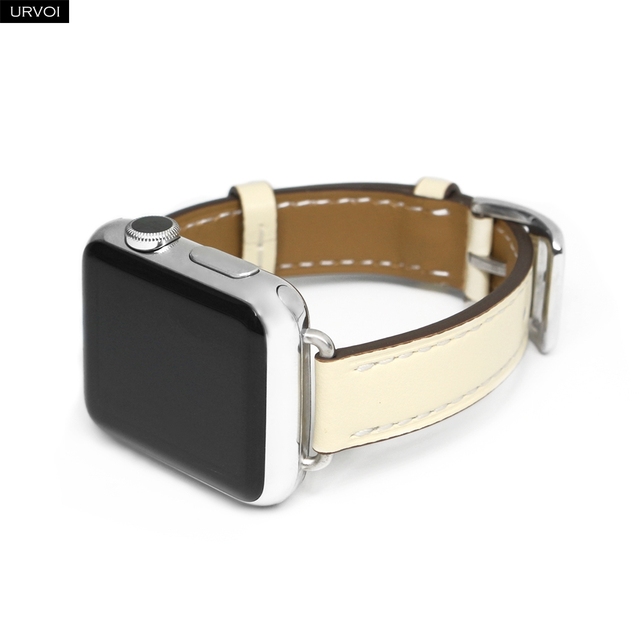 Pasek skórzany URVOI dla Apple Watch, model slim, owinięty pojedynczo wokół ręki, z adapterem, ręcznie wykonany, dla serii 7-2, kompatybilny z iWatch - Wianko - 6