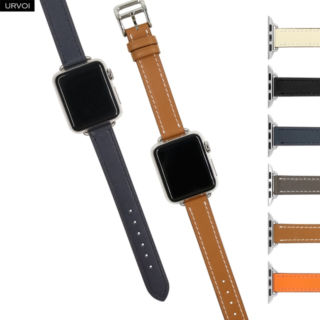 Pasek skórzany URVOI dla Apple Watch, model slim, owinięty pojedynczo wokół ręki, z adapterem, ręcznie wykonany, dla serii 7-2, kompatybilny z iWatch - Wianko - 1