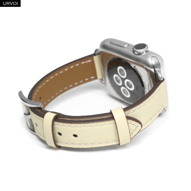 Pasek skórzany URVOI dla Apple Watch, model slim, owinięty pojedynczo wokół ręki, z adapterem, ręcznie wykonany, dla serii 7-2, kompatybilny z iWatch - Wianko - 5