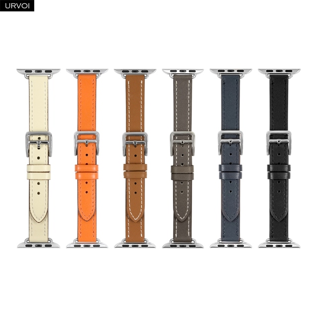 Pasek skórzany URVOI dla Apple Watch, model slim, owinięty pojedynczo wokół ręki, z adapterem, ręcznie wykonany, dla serii 7-2, kompatybilny z iWatch - Wianko - 2