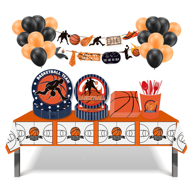 Jednorazowe zastawy stołowe na imprezę tematyczną w stylu Cartoon koszykówka dla dorosłych - Wianko - 1