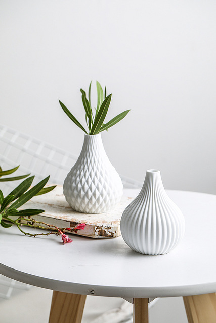 Porcelanowy garnek na kwiaty - biały, matowy, ręcznie wykonany, wazon z ceramicznym wykończeniem, dekoracyjna ozdoba do łazienki i domu - Wianko - 3