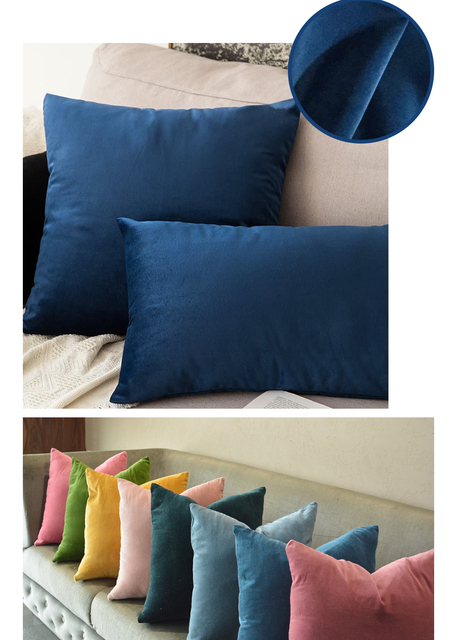 Poduszka dekoracyjna z aksamitu w kolorze niebieskim 45x45 cm - Wianko - 6