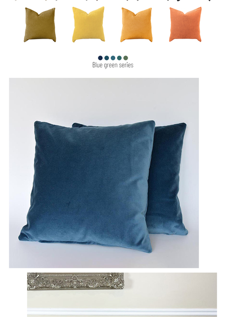 Poduszka dekoracyjna z aksamitu w kolorze niebieskim 45x45 cm - Wianko - 4