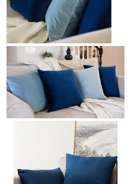 Poduszka dekoracyjna z aksamitu w kolorze niebieskim 45x45 cm - Wianko - 8