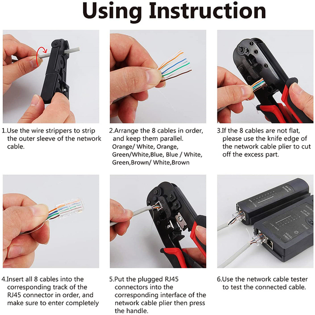 Narzędzie do zaciskania RJ45 Cat5/Cat6 z testerem kabli sieciowych - Wianko - 7