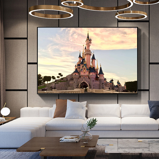 Plakat z wspaniałą architekturą Disneyland Paris, podróżne zdjęcia, artystyczne wydruki na płótnie do dekoracji sypialni i domu - Wianko - 6