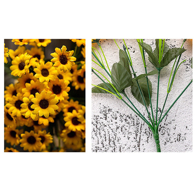 20 głów symulacja słonecznik pojedynczy pakiet wiązka bukiet sztuczny kwiat do pokoju dekoracja domowa fotografia ślubna - Wianko - 1