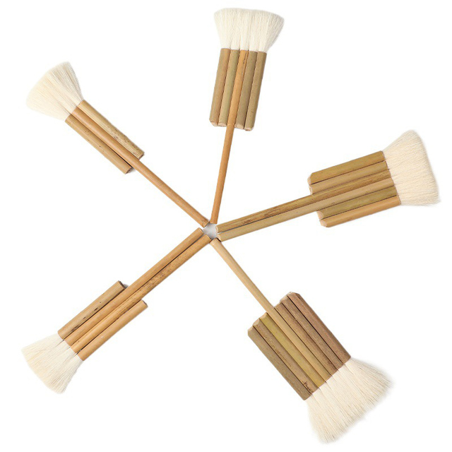Pędzel akwarelowy z uchwytem bambusowym i kozią włoską 1PC z płaskim kształtem - Art Supplies - Wianko - 2