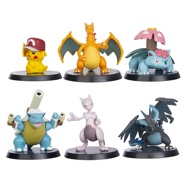 Figurki akcji Pokemon - zestaw 6 sztuk: Pikachu, Charizard, Blastoise, Venusaur, Mewtwo i Aerodactyl, modele 6-8 cm, zabawki kolekcjonerskie dla dzieci, prezent - Wianko - 1