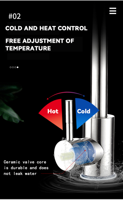 Bateria kuchenna z dyszą z funkcją regulacji temperatury i pełnym obrotem 360 stopni,chrome - Wianko - 5