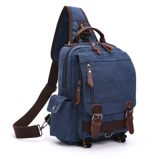 Plecak męski podróżny z płótna, wielofunkcyjna torba na ramię kompatybilna z kobietami i plecaki szkolne na klatkę piersiową - Wianko - 11