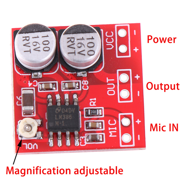 Nowy wzmacniacz mikrofonowy LM386 zasilany DC 5V-12V 200x wzmocnienie - Wianko - 2