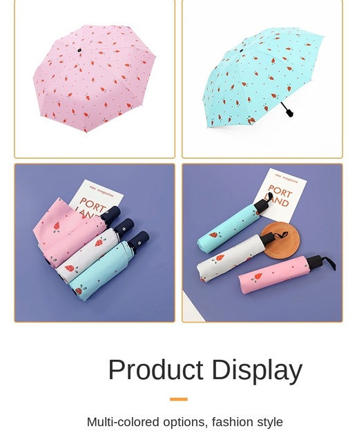 Automatyczny parasol przeciwsłoneczny anty-UV z owocowym wzorem, składany i przeciwdeszczowy - Wianko - 9