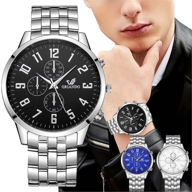 Męski zegarek kwarcowy biznesowy ze stalowym paskiem - luksusowa moda dla mężczyzn 2021 - Wianko - 1