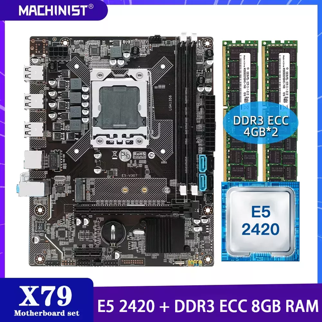 Płyta główna Mechanik X79 LGA 1356 z procesorem Intel Xeon E5 2420, 2*16G DDR3 ECC RAM, M.2 NVME E5 V304 - Wianko - 1