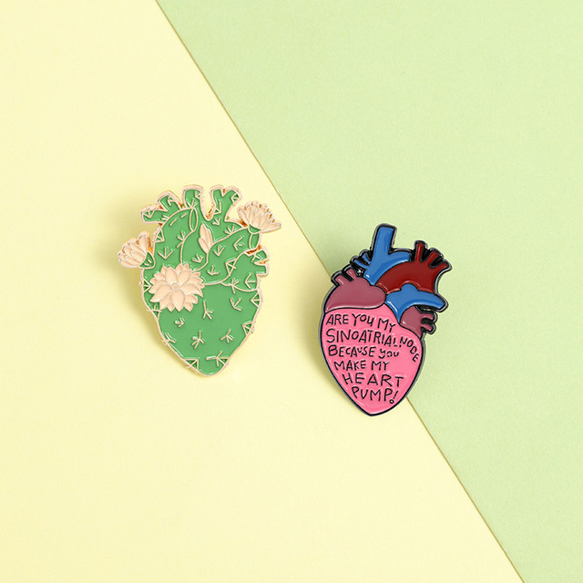 Broszka emaliowana - punk angielski zielone serce - kreatywna narządowa odznaka szpilka - Wianko - 5