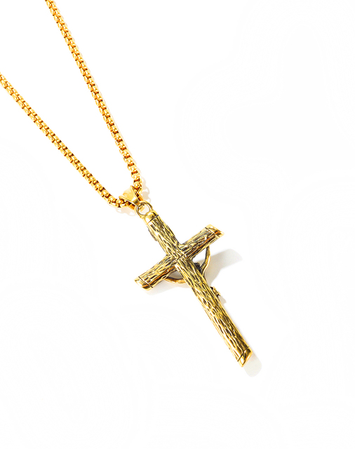 Naszyjnik z wisiorkiem mężczyźni różowe złoto 2020 Krzyż Vintage religijna biżuteria ze stali nierdzewnej - Wianko - 22