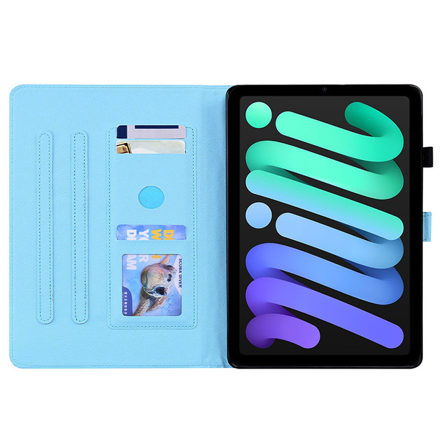 Obudowa na tablet iPad Mini 6 2021 - Malowany wzór Panda Cat Dog, skórzana portfelowa okładka, funkcja Auto Wake, PU skóra - Wianko - 4