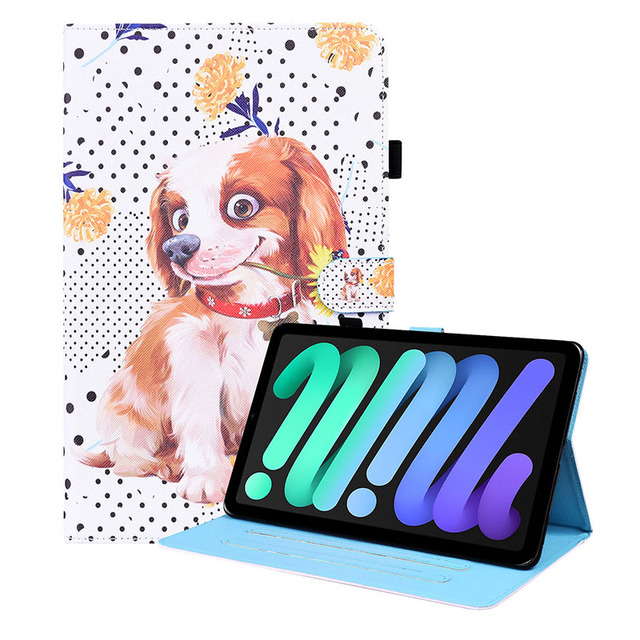 Obudowa na tablet iPad Mini 6 2021 - Malowany wzór Panda Cat Dog, skórzana portfelowa okładka, funkcja Auto Wake, PU skóra - Wianko - 2