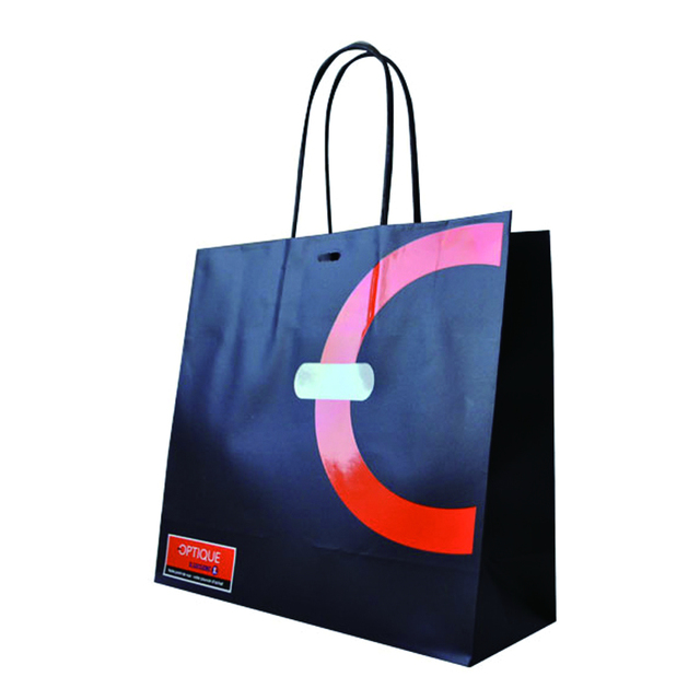 Biała trapezowa torba papierowa z logo marki i bawełnianym uchwytem - torba na zakupy zamykana na zamówienie (MOQ 500 szt.) - Wianko - 34