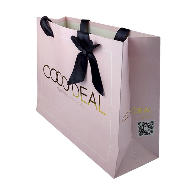 Biała trapezowa torba papierowa z logo marki i bawełnianym uchwytem - torba na zakupy zamykana na zamówienie (MOQ 500 szt.) - Wianko - 68
