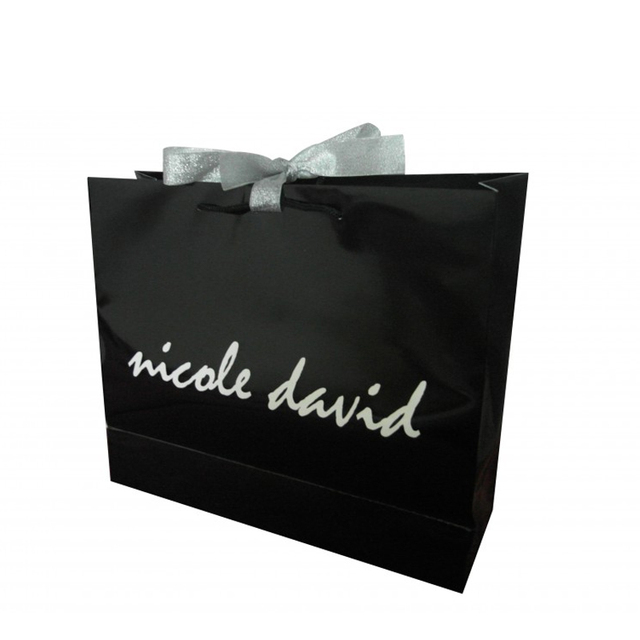 Biała trapezowa torba papierowa z logo marki i bawełnianym uchwytem - torba na zakupy zamykana na zamówienie (MOQ 500 szt.) - Wianko - 82