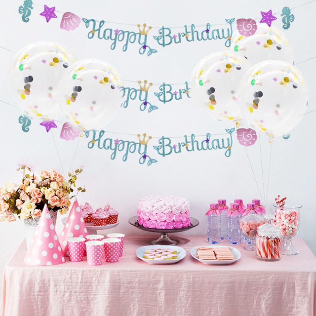 Zestaw dekoracyjny Syrenka - balon, baner, ogon, balon w kształcie cyfry - dla urodzinowej przyjętości dziewczynki - Wianko - 19