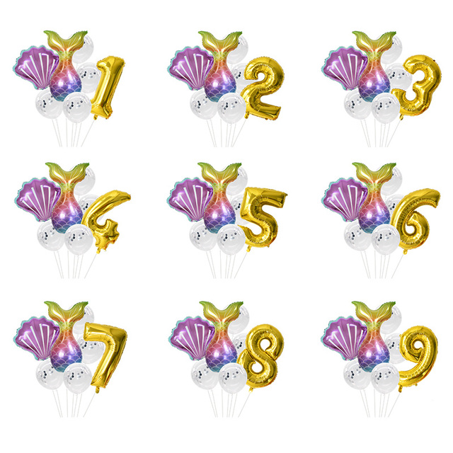 Zestaw dekoracyjny Syrenka - balon, baner, ogon, balon w kształcie cyfry - dla urodzinowej przyjętości dziewczynki - Wianko - 5