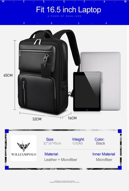 Plecak młodzieżowy 2020 moda mikrofibra dla laptopa 17.3 cala, czarny PL197158 - Wianko - 2