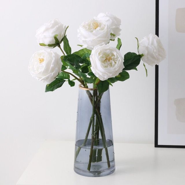 Austen Rose Home Decoration - 5 łodyg różowych kwiatów lateksowych o realistycznym dotyku dla ślubu, wydarzenia i dekoracji (INDIGO) - Wianko - 18