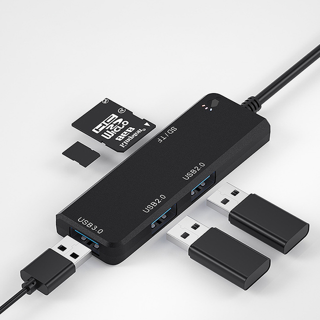 Hub USB C do adaptera USB 3.0 5 w 1 z czytnikiem kart OTG dla iPada MacBooka Air M1 Pro i laptopów - Wianko - 1