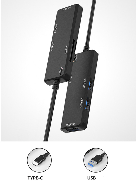 Hub USB C do adaptera USB 3.0 5 w 1 z czytnikiem kart OTG dla iPada MacBooka Air M1 Pro i laptopów - Wianko - 4
