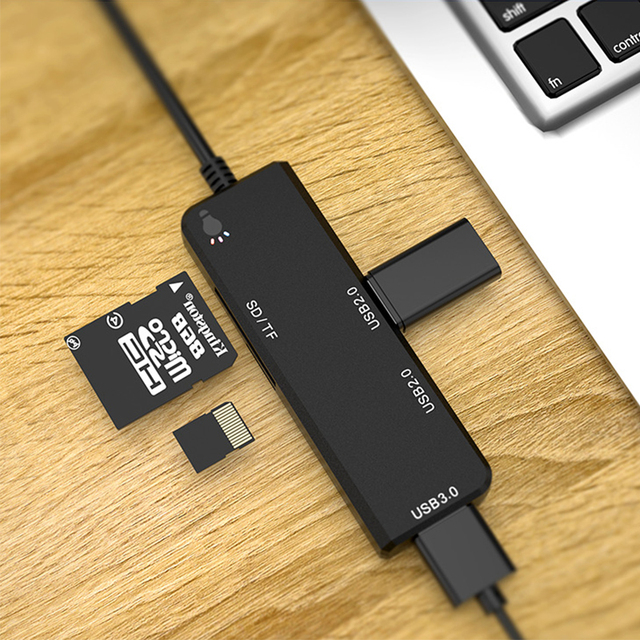 Hub USB C do adaptera USB 3.0 5 w 1 z czytnikiem kart OTG dla iPada MacBooka Air M1 Pro i laptopów - Wianko - 2