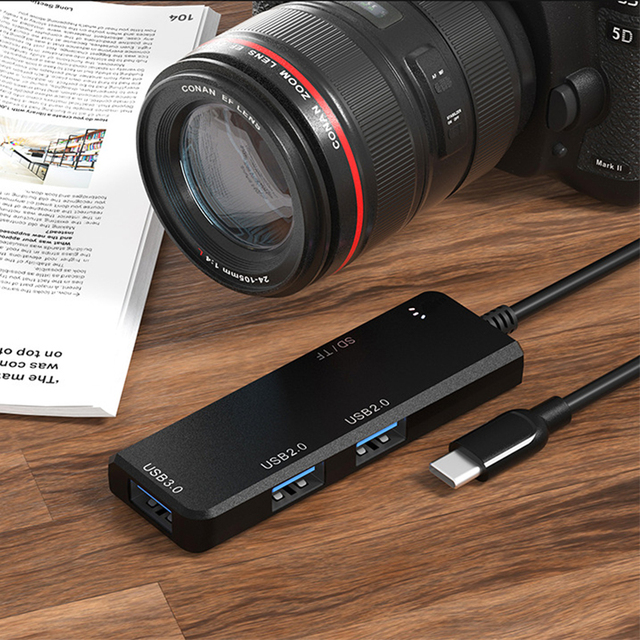 Hub USB C do adaptera USB 3.0 5 w 1 z czytnikiem kart OTG dla iPada MacBooka Air M1 Pro i laptopów - Wianko - 7
